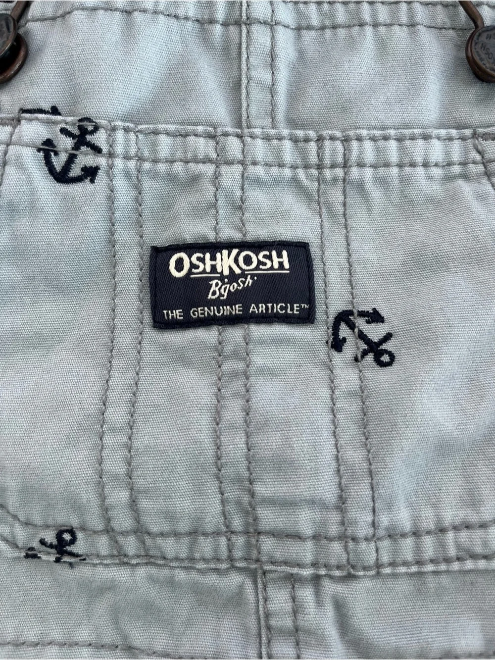 OshKosh B'gosh Anchor Print Light Gray Shortalls - 24M